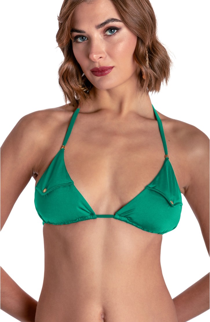 TOP BIKINI TRIANGOLO IMBOTTITO CON TASCHINO TINTA UNITA