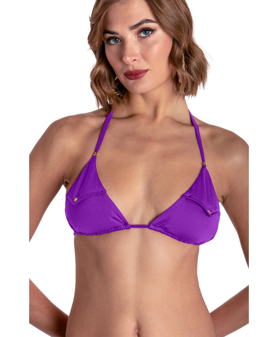 TOP BIKINI TRIANGOLO IMBOTTITO CON TASCHINO TINTA UNITA