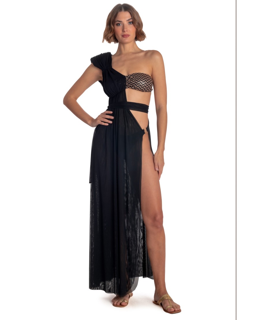 One-shoulder Long Dress With Sash