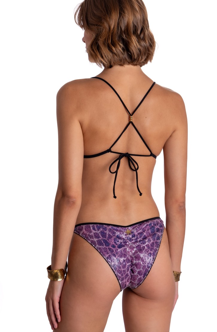 SEQUIN PADDED TRIANGLE BIKINI GIRAFFE PRINT