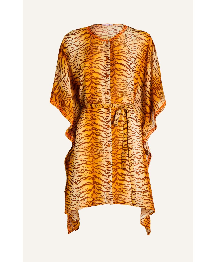 Viscose Muslin Tiger Print Poncho
