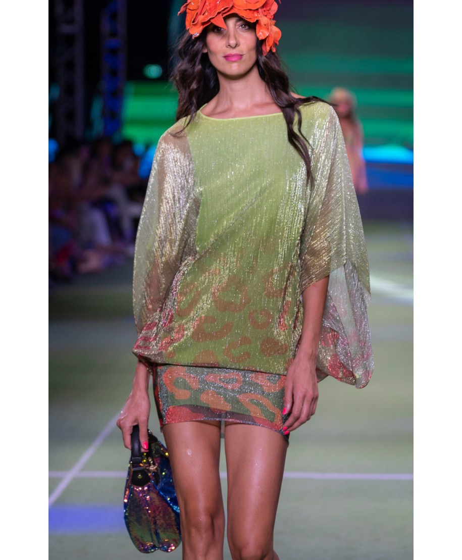 Mini Dress Crepon Lamé Print Macula Degradé