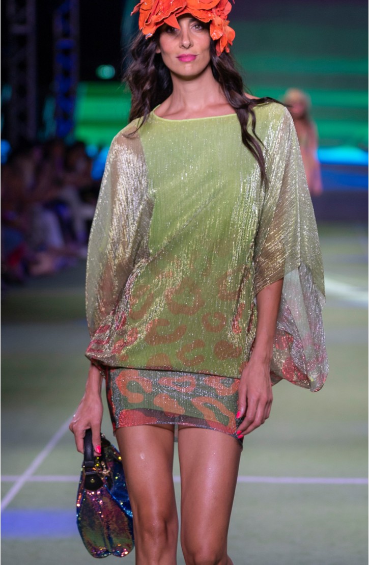 Mini Dress Crepon Lamé Print Macula Degradé