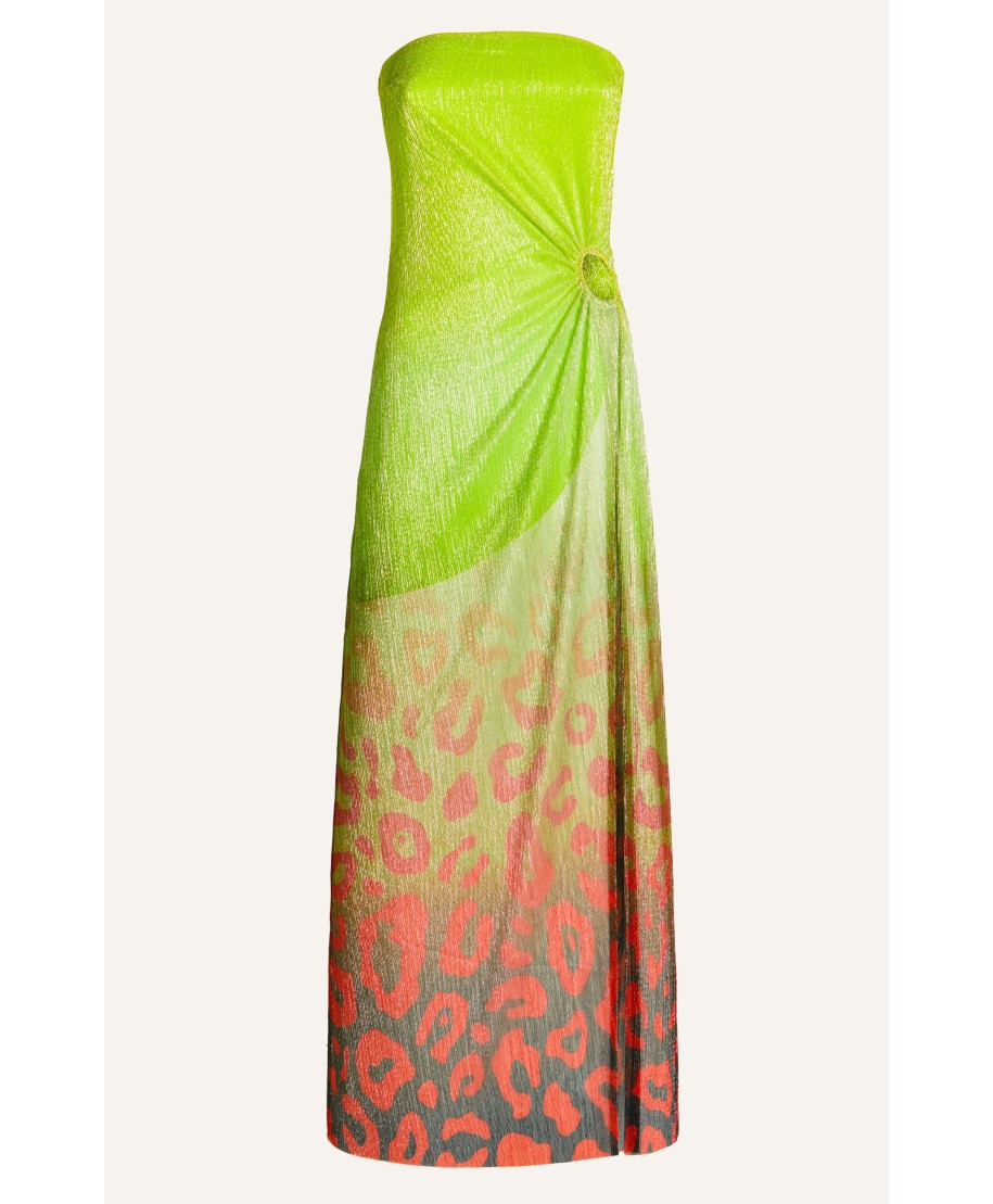 Abito Lungo Fascia Crepon Animalier Degradé