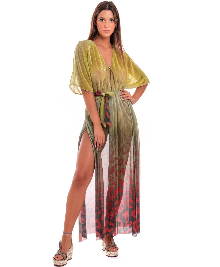 Long Crepon Lamé Print Macula Degradé Caftan