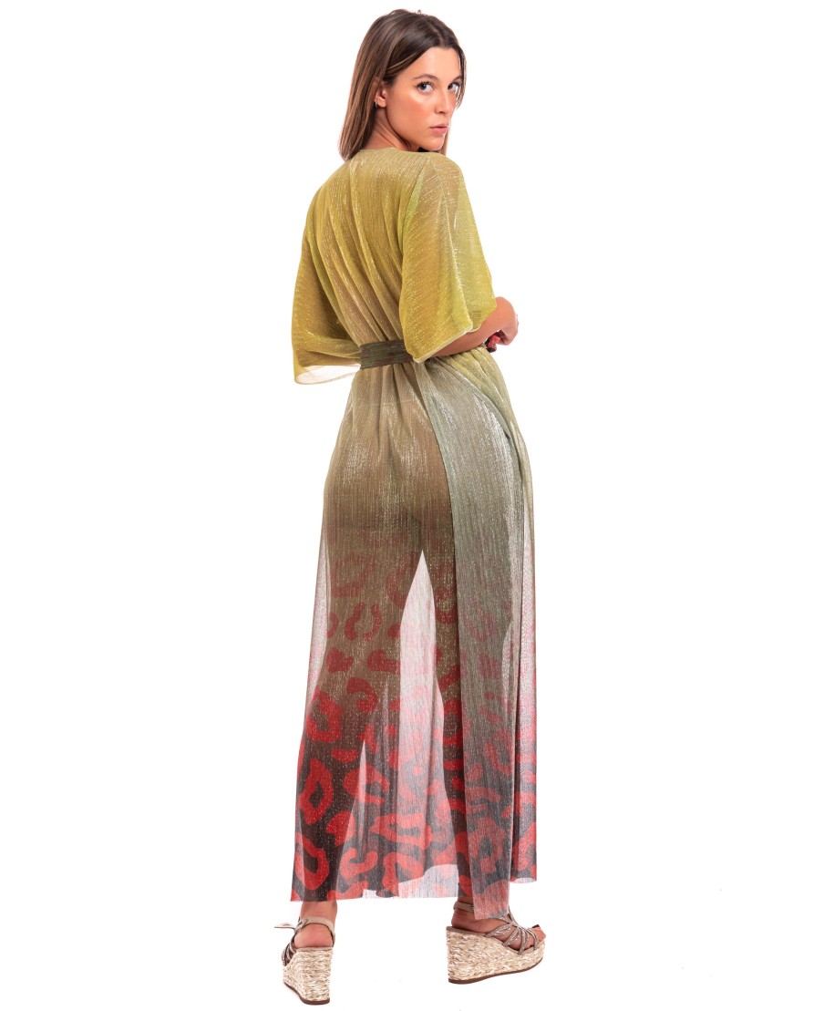 Long Crepon Lamé Print Macula Degradé Caftan