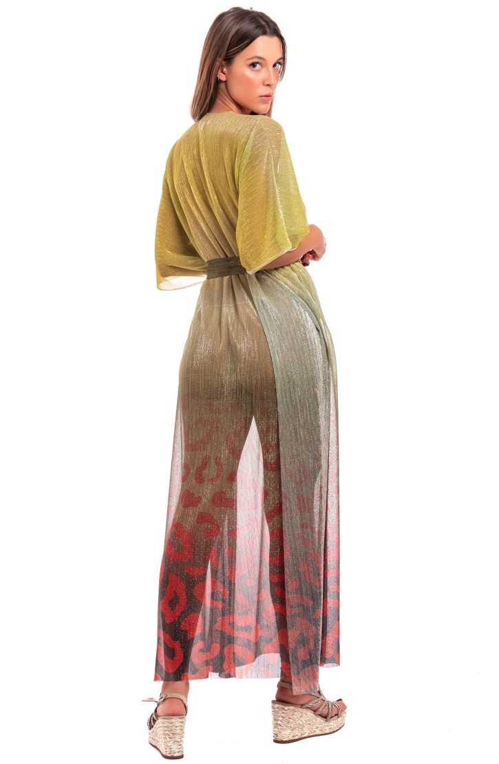 Long Crepon Lamé Print Macula Degradé Caftan
