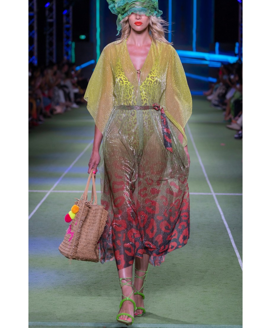 Long Crepon Lamé Print Macula Degradé Caftan