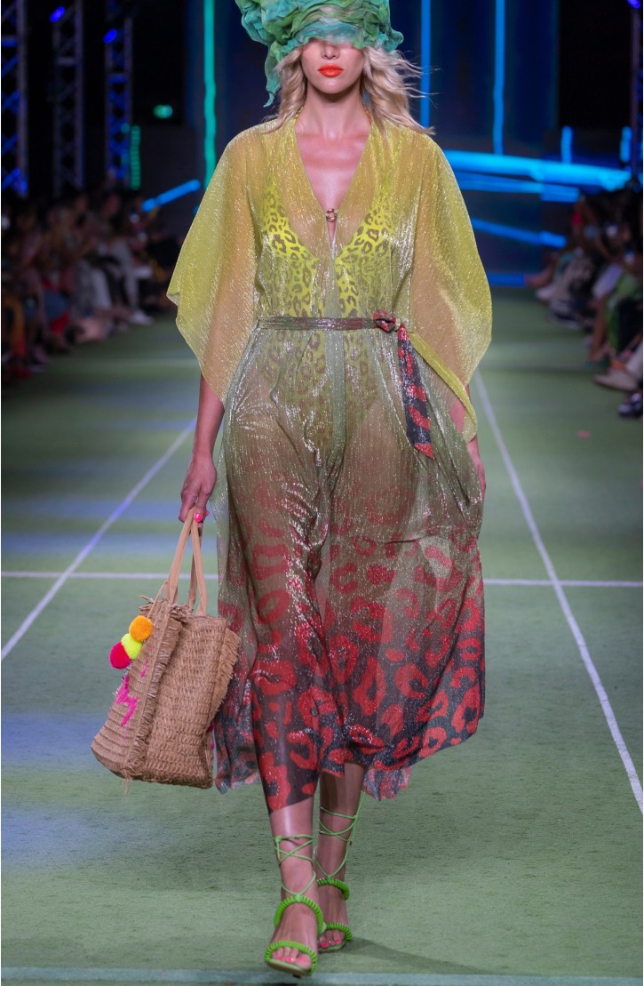 Long Crepon Lamé Print Macula Degradé Caftan
