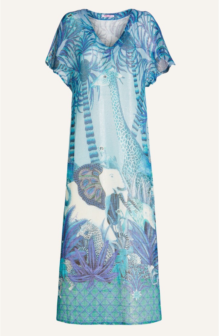 Palm Paradise Cotton Laminated Gauze Long Dress