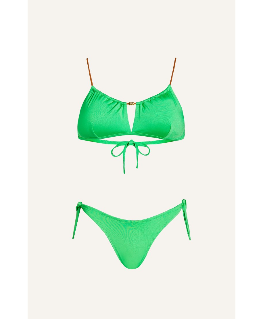 Bikini Fascia con Perline Tinta Unita
