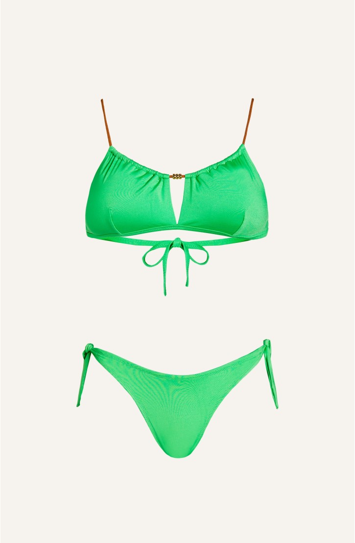 Bikini Bandeau Straps Alcantara Solid Color