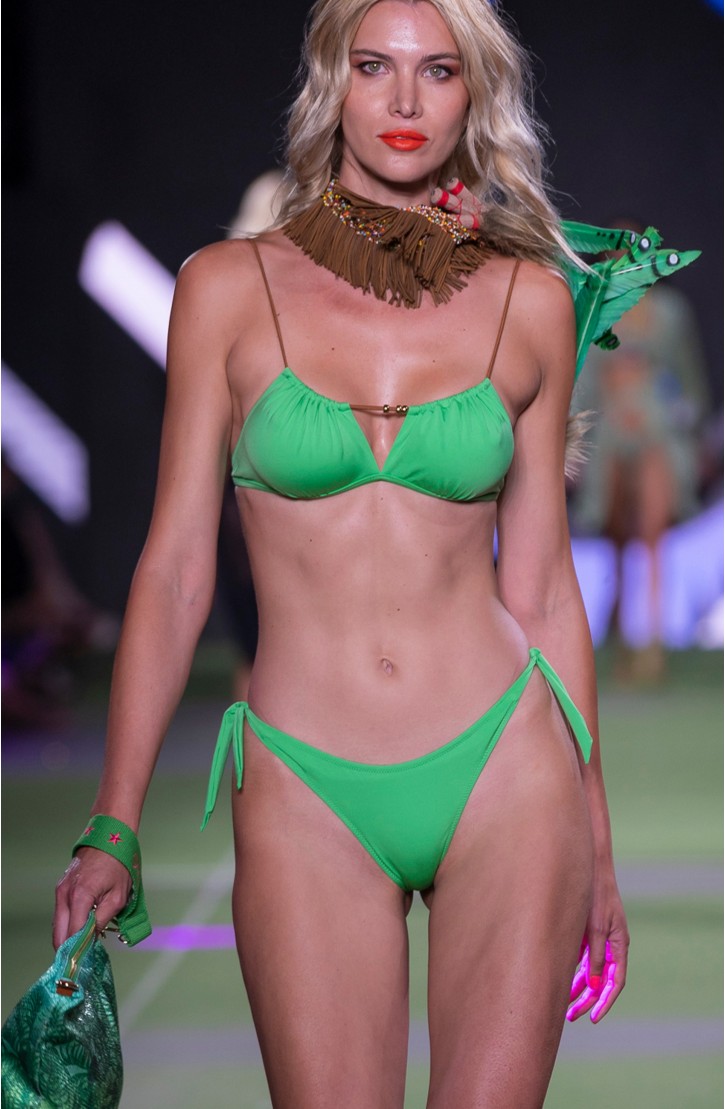 Bikini Bandeau Straps Alcantara Solid Color