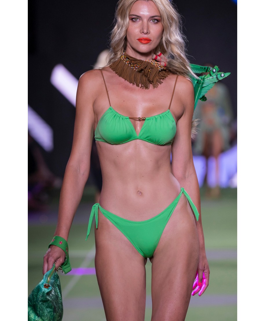 Bikini Fascia con Perline Tinta Unita