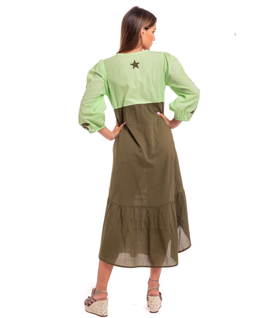 Pineapple Patch Cotton Long Sleeve Embroidered Dress