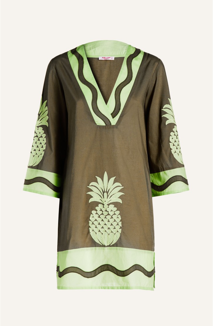 Pineapple Patch Embroidered Tunic In Cotton
