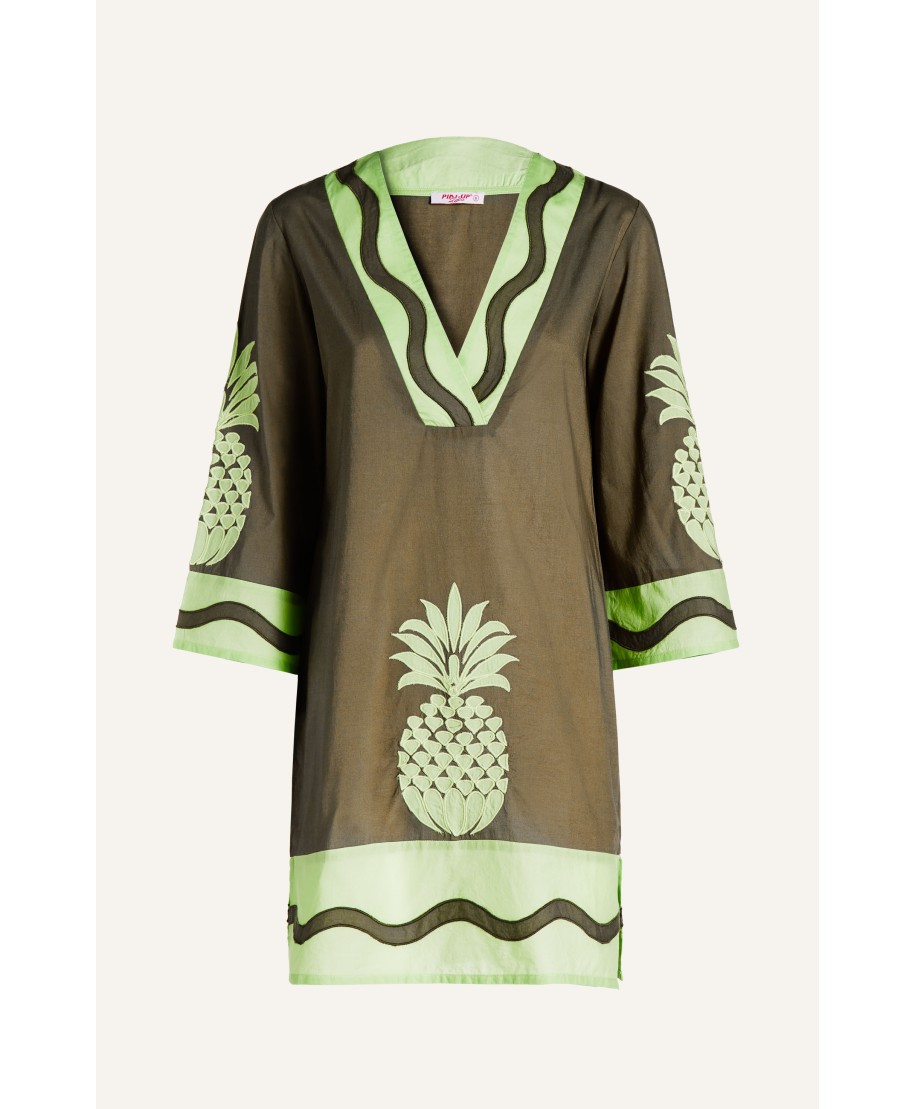 Pineapple Patch Embroidered Tunic In Cotton