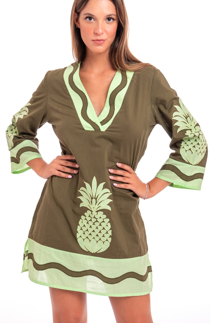 Pineapple Patch Embroidered Tunic In Cotton