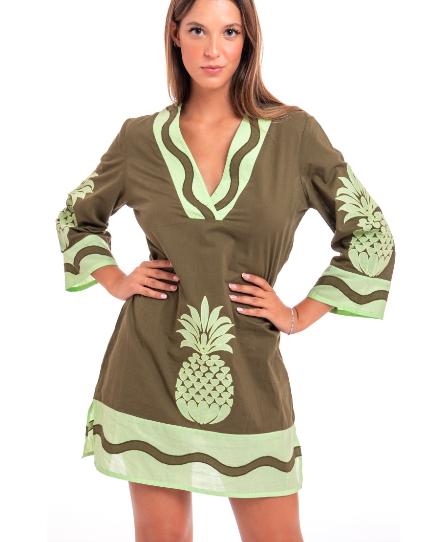 Pineapple Patch Embroidered Tunic In Cotton