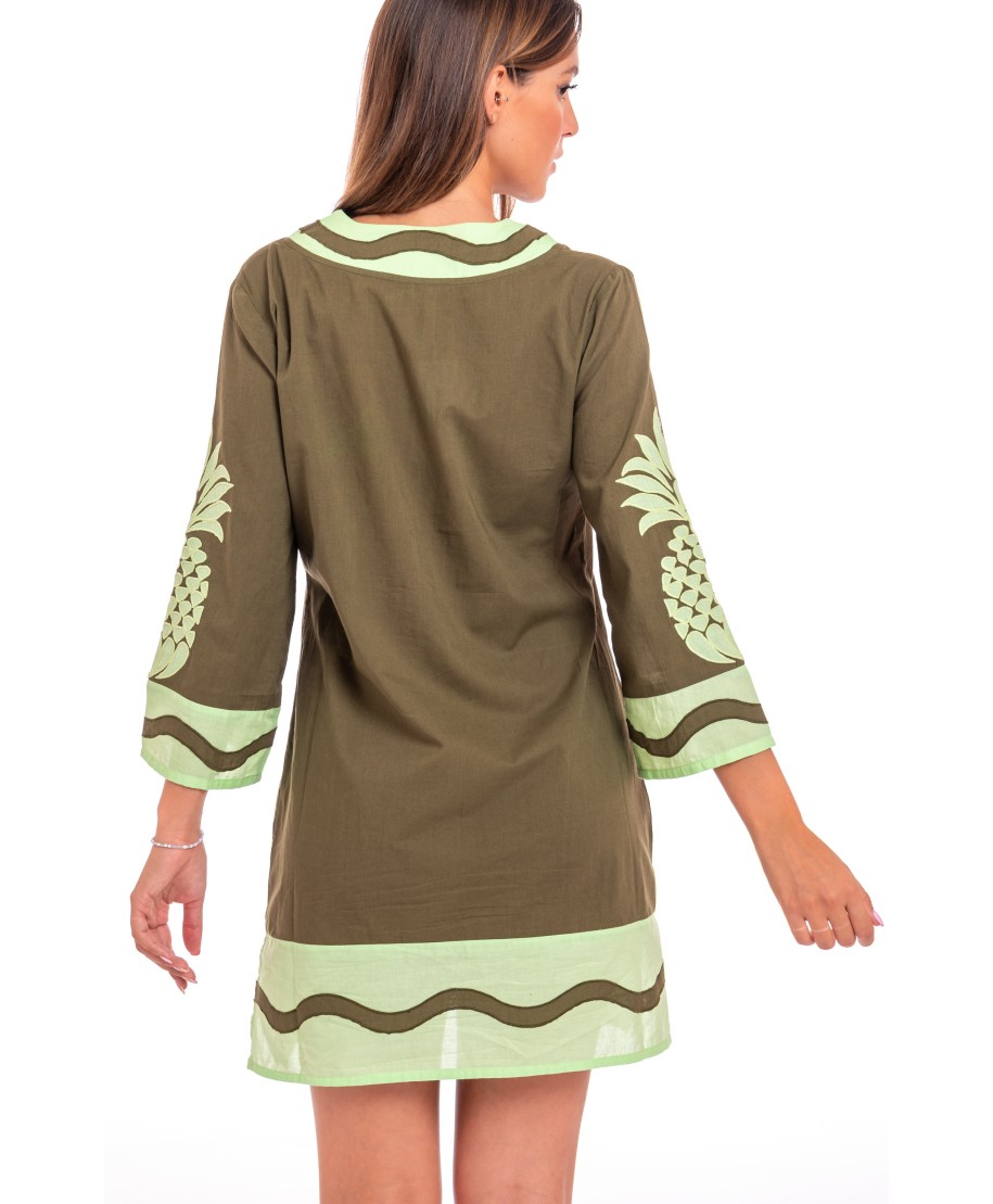 Pineapple Patch Embroidered Tunic In Cotton