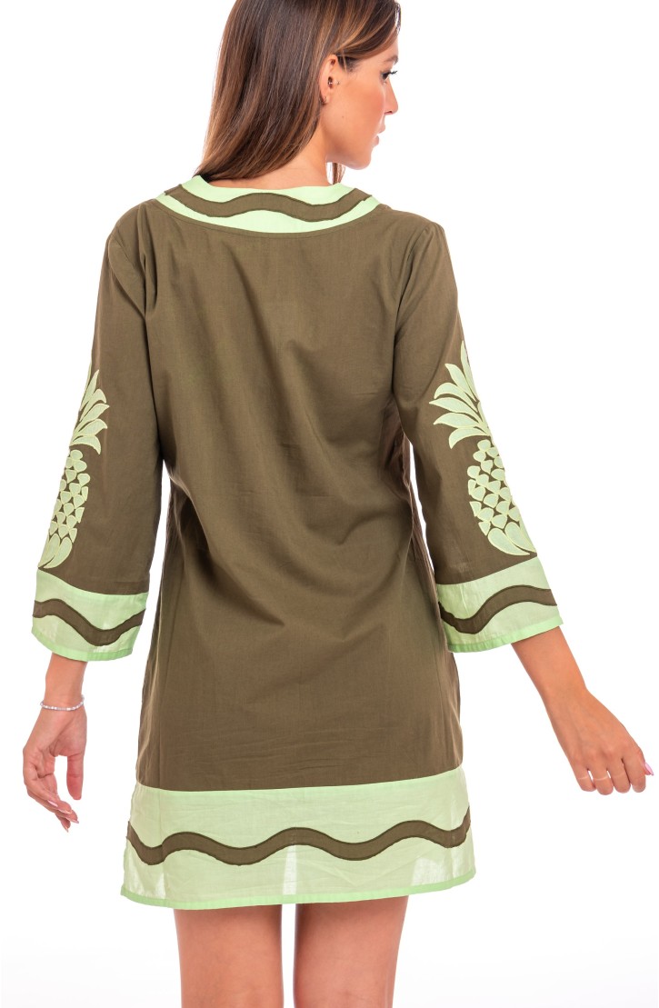 Pineapple Patch Embroidered Tunic In Cotton