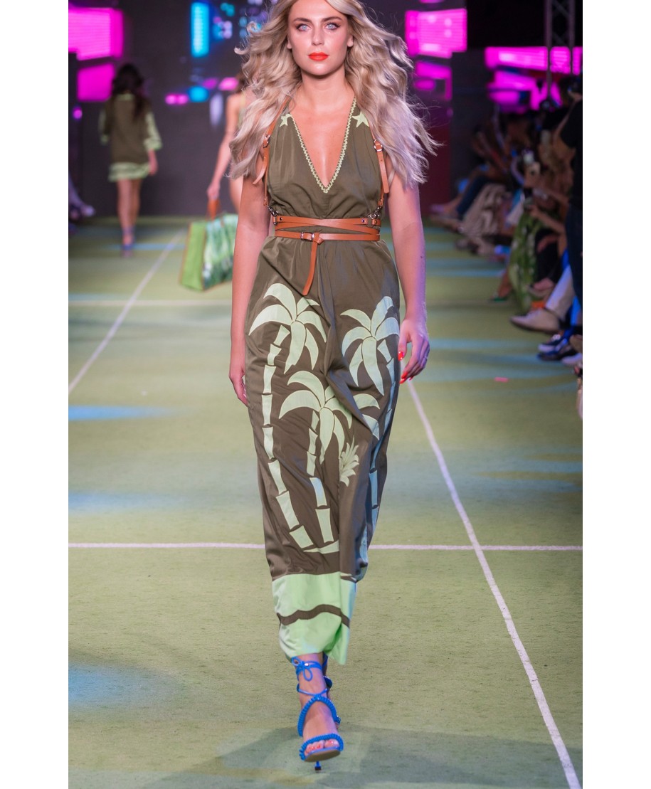 Pineapple Patch Embroidered Cotton Longline Dress