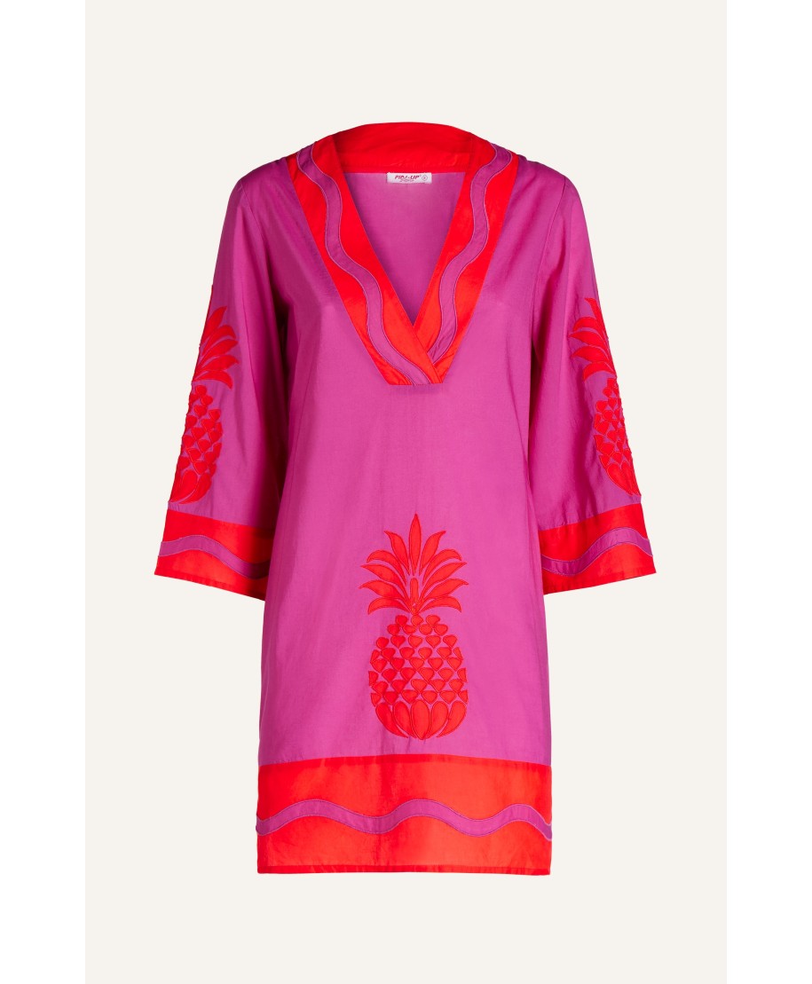 Pineapple Patch Embroidered Tunic In Cotton