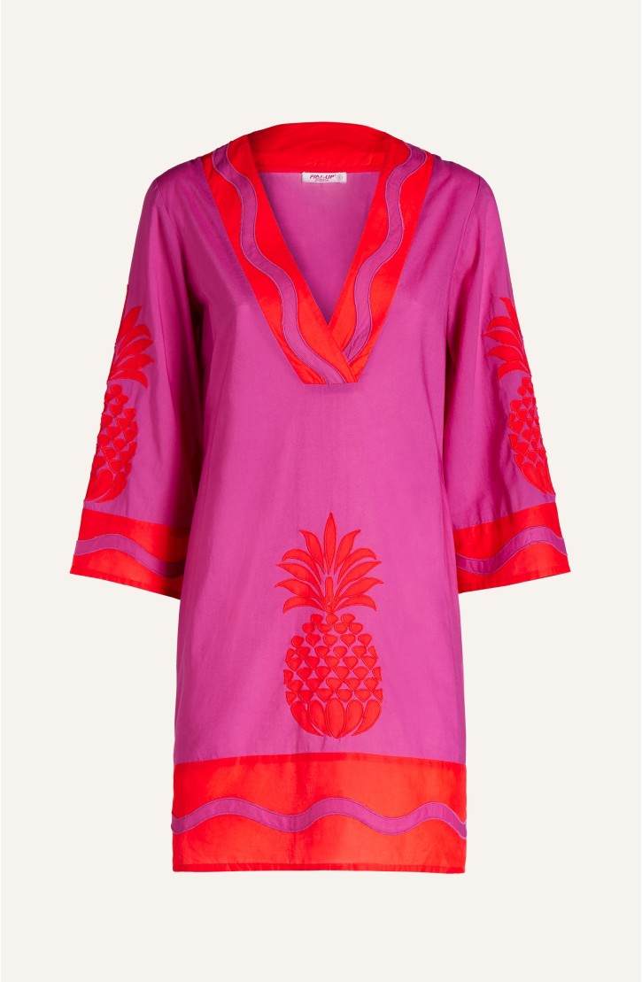 Pineapple Patch Embroidered Tunic In Cotton