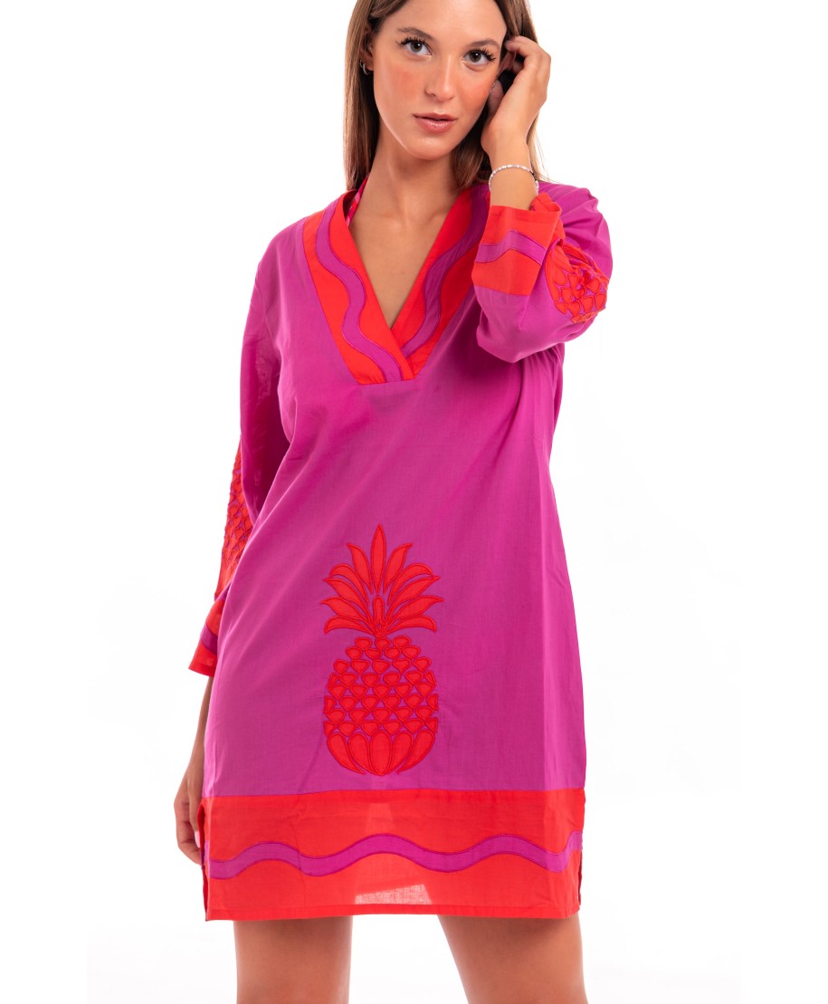 Pineapple Patch Embroidered Tunic In Cotton
