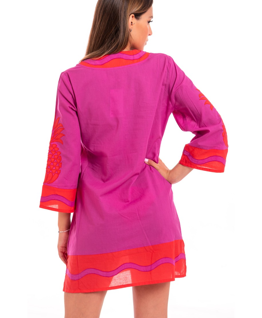 Pineapple Patch Embroidered Tunic In Cotton