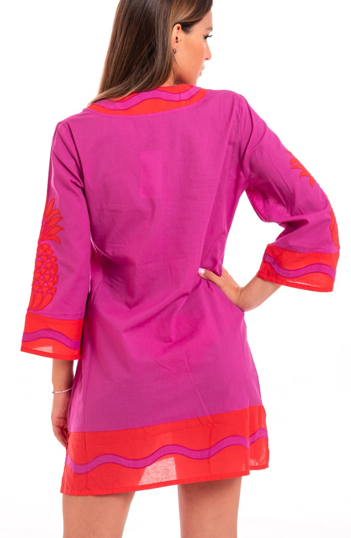 Pineapple Patch Embroidered Tunic In Cotton