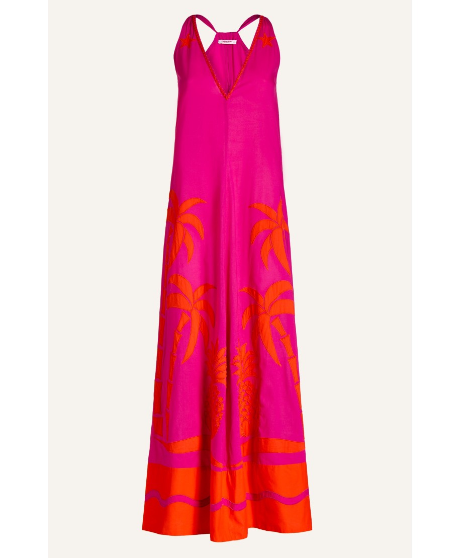 Pineapple Patch Embroidered Cotton Longline Dress