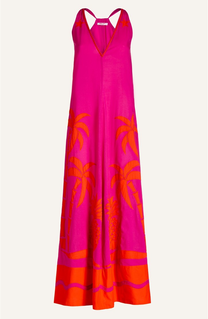 Pineapple Patch Embroidered Cotton Longline Dress