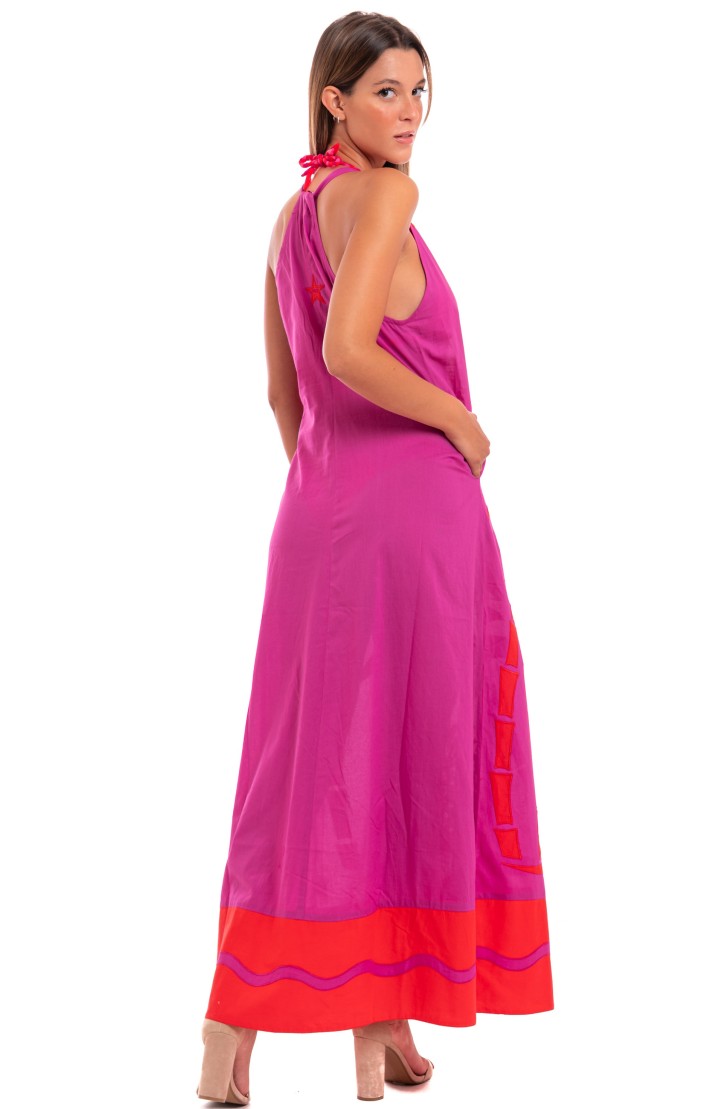 Pineapple Patch Embroidered Cotton Longline Dress