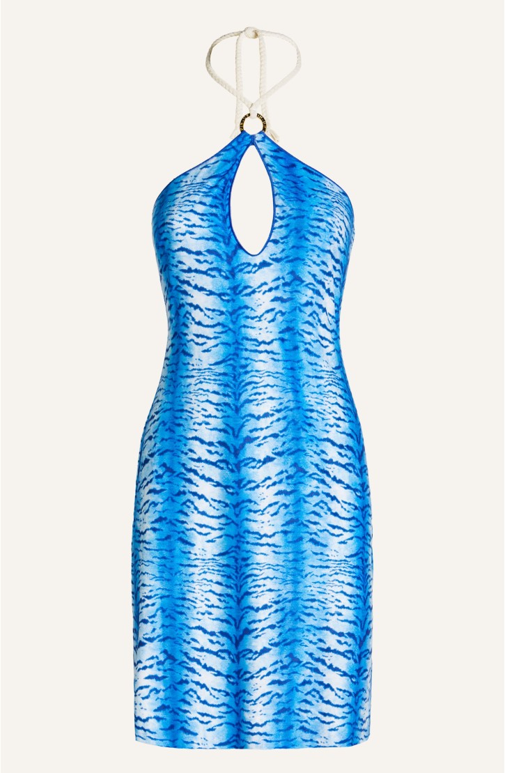 Dress Mono Shoulder Simil Suade Tiger Print