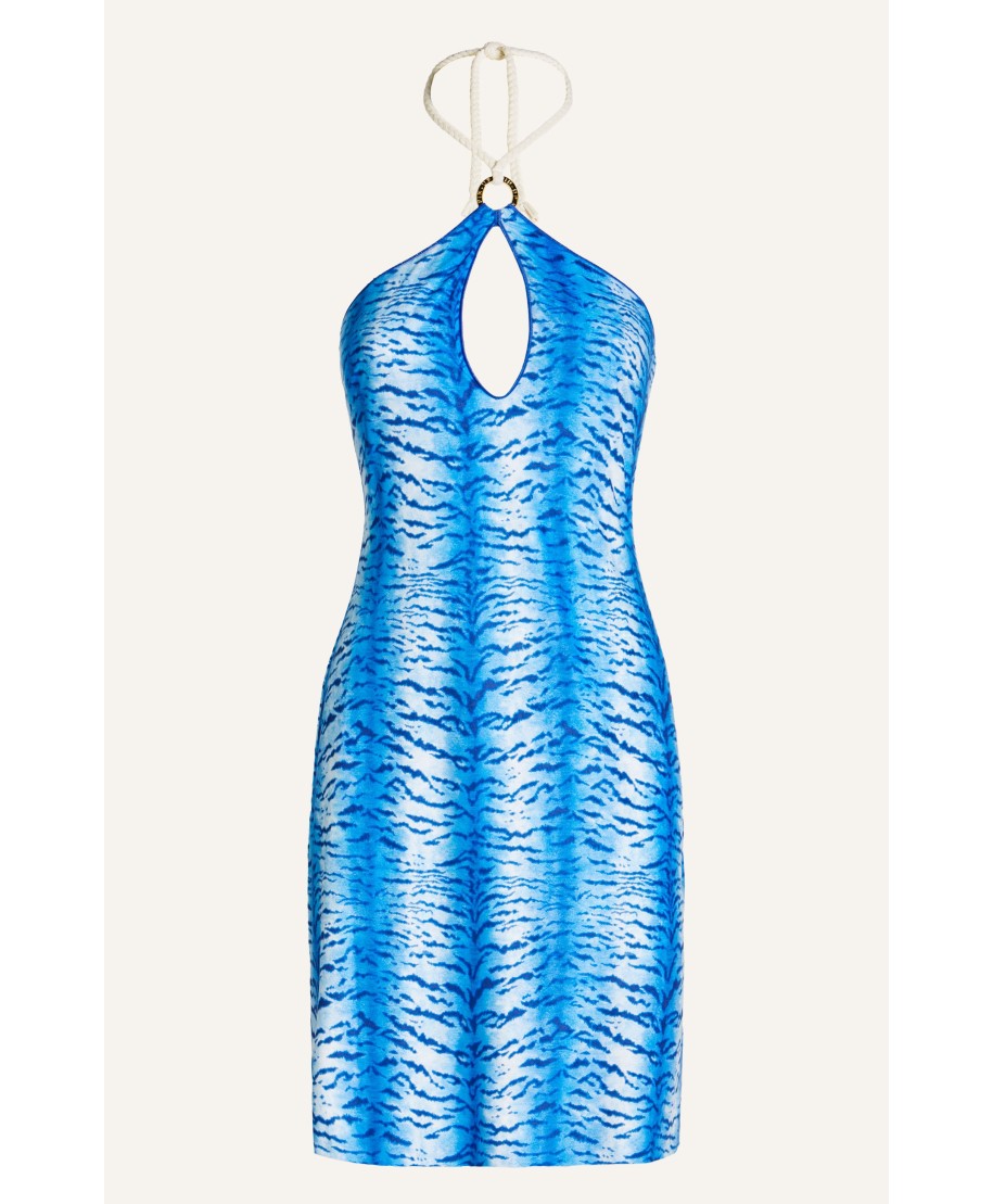 Dress Mono Shoulder Simil Suade Tiger Print