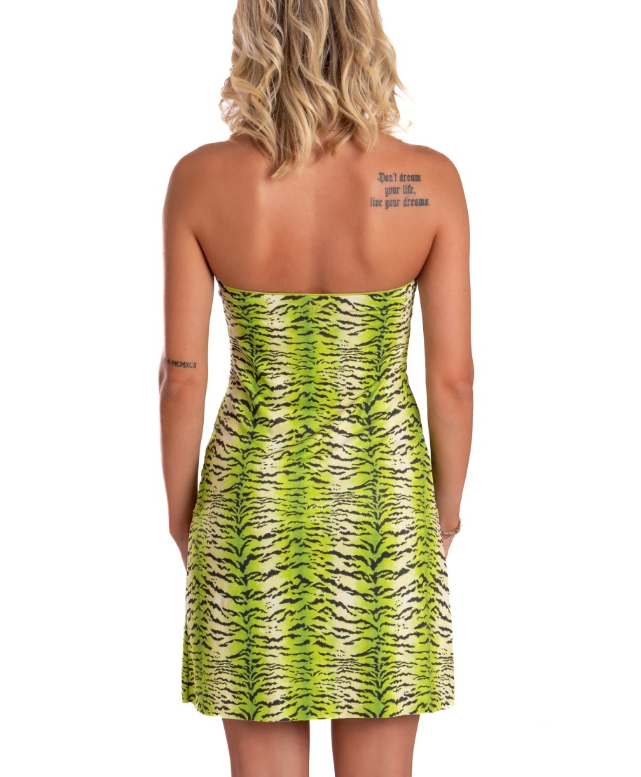 Dress Mono Shoulder Simil Suade Tiger Print