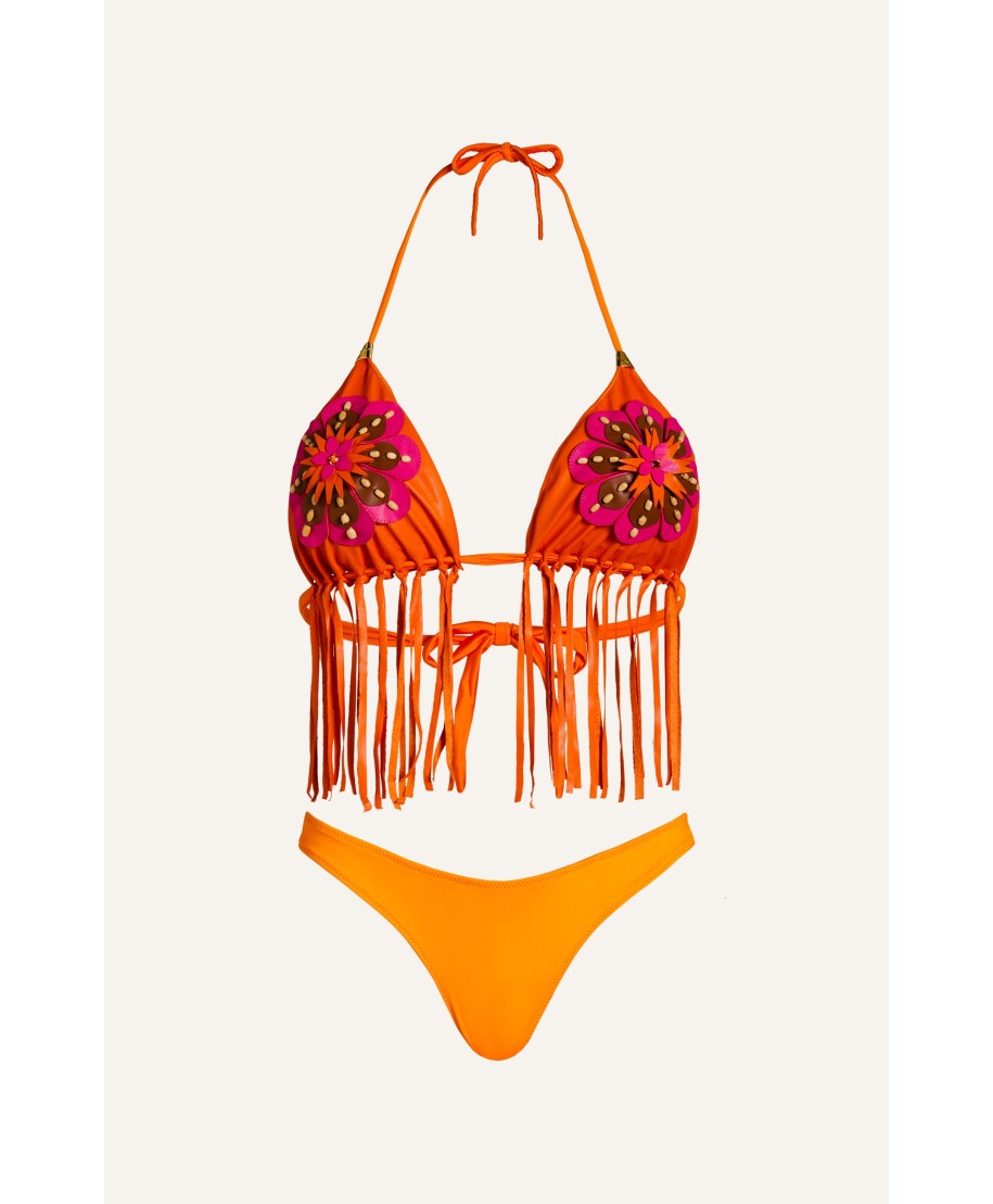 Bikini Triangolo Frange con Fiore