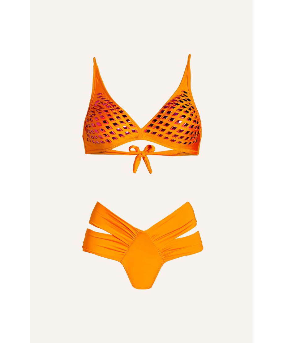 Bikini Brassiere Mirrors Laser Solid Colour