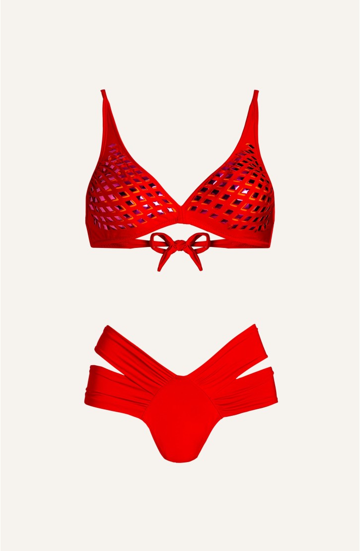 Bikini Brassiere Mirrors Laser Solid Colour