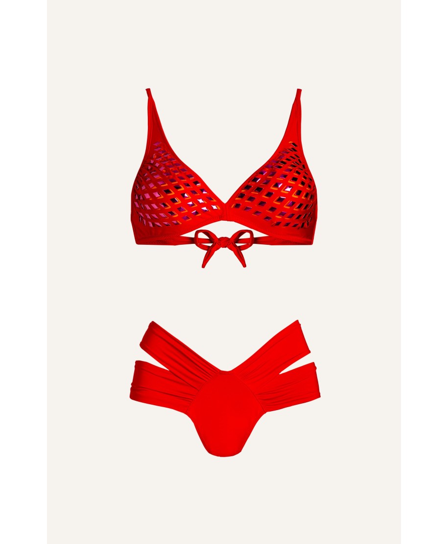 Bikini Brassiere Mirrors Laser Solid Colour