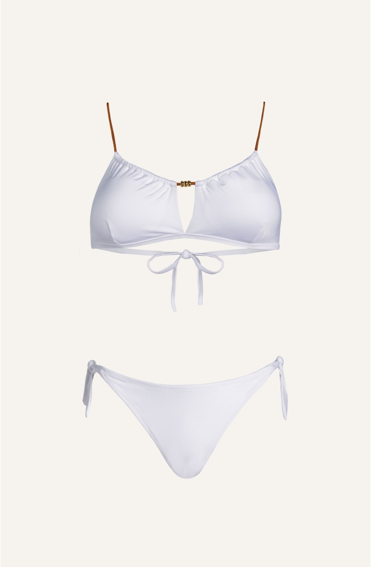 Bikini Fascia con Perline Tinta Unita