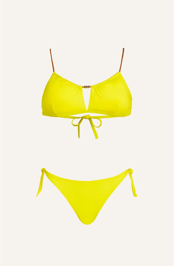 Bikini Fascia con Perline Tinta Unita