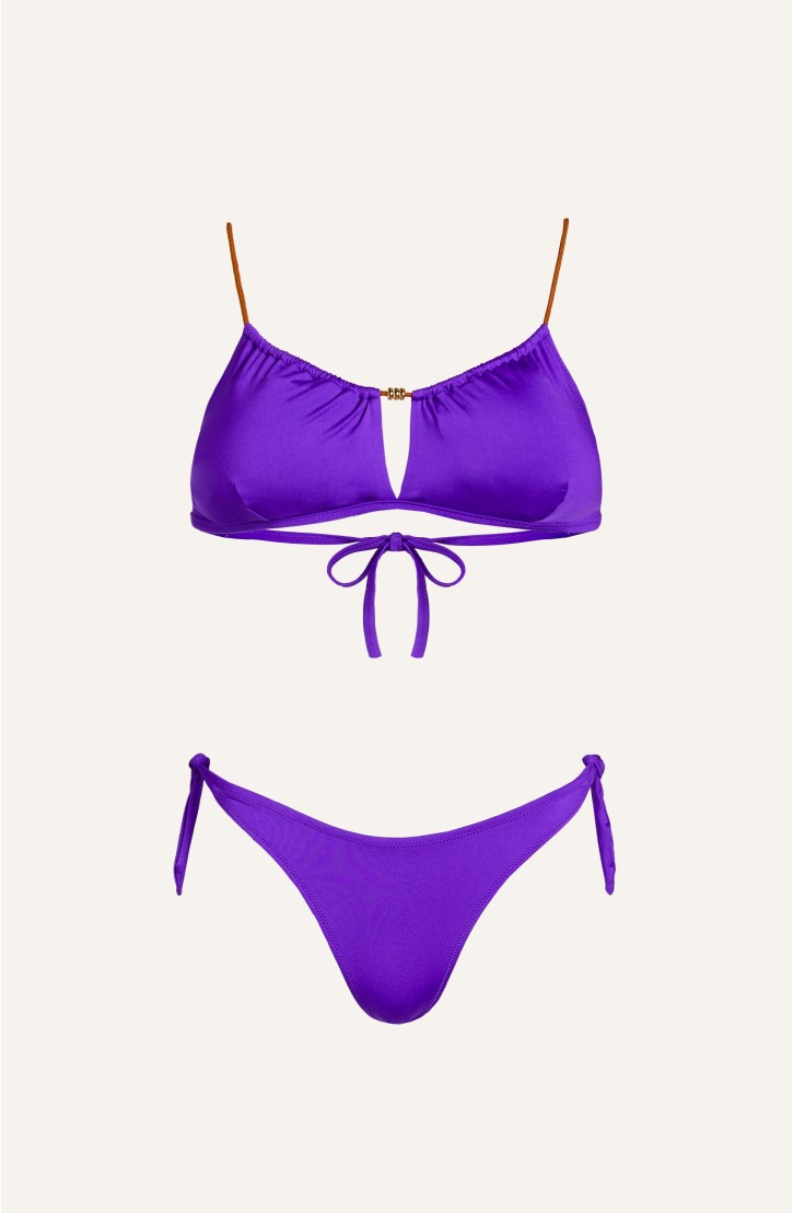 Bikini Fascia con Perline Tinta Unita