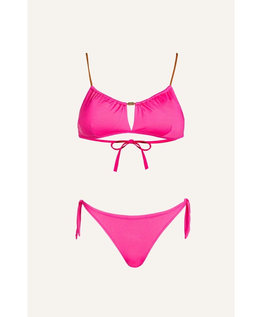 Bikini Bandeau Straps Alcantara Solid Color