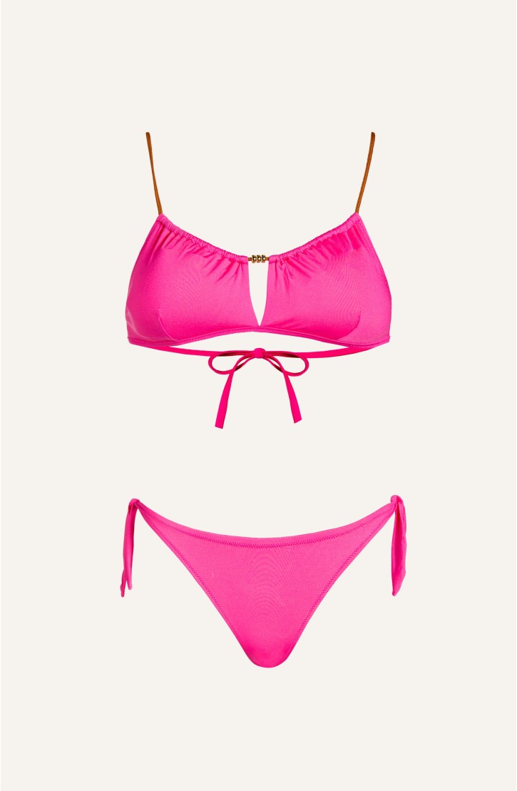 Bikini Fascia con Perline Tinta Unita