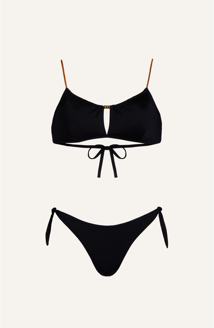 Bikini Fascia con Perline Tinta Unita