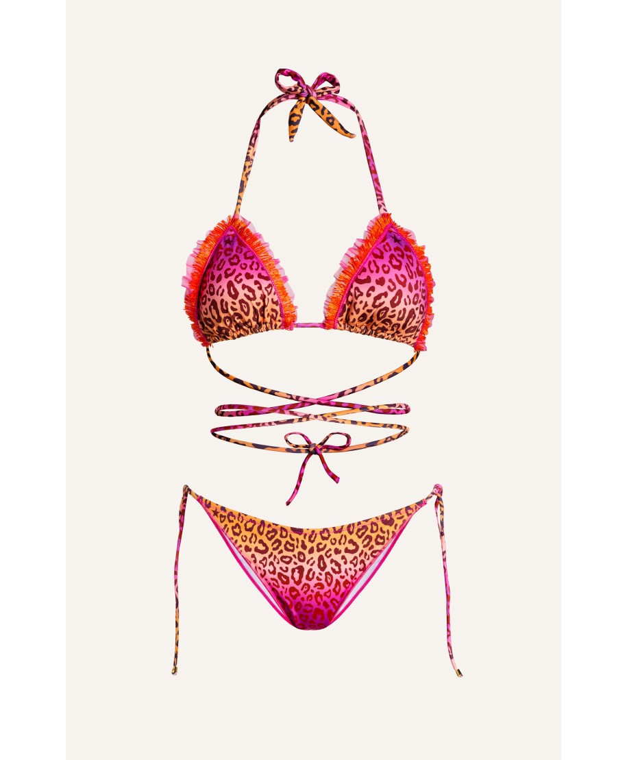 Triangle Bikini Padded With Rouge in Lycra Macula Print