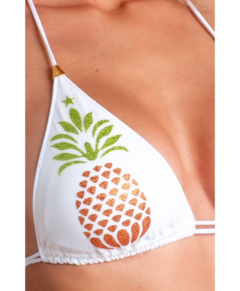 Bikini Triangolo Tulle Ananas Lurex