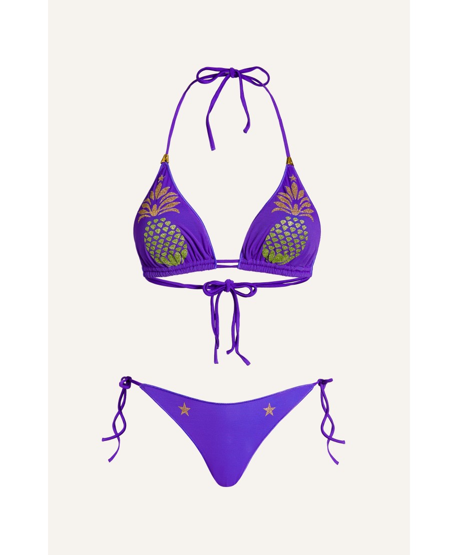 Bikini Triangolo Tulle Ananas Lurex